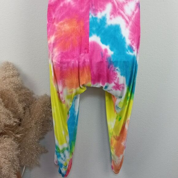 Women Multi Colorful Tie-Dye Jumpsuit sz M Boho Hippie - Picture 10 of 11
